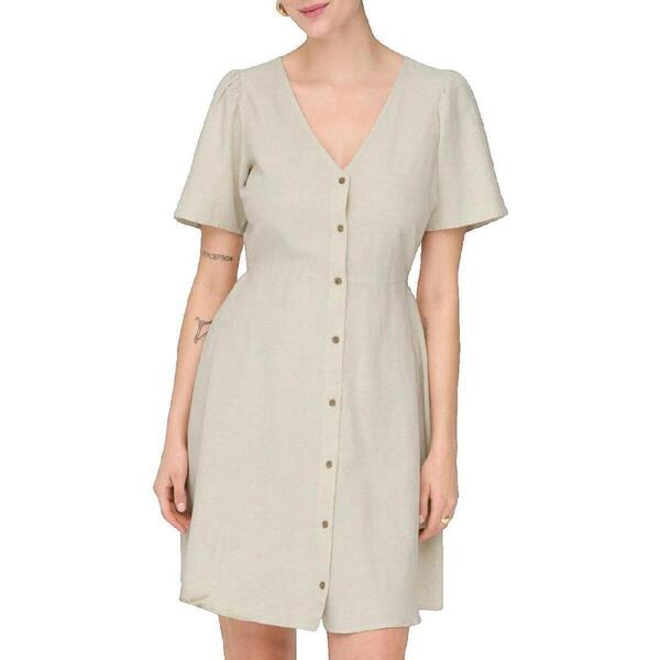  Only  Sukienki Krótkie Only  Robe  Beige Col En V Manches Courtes  