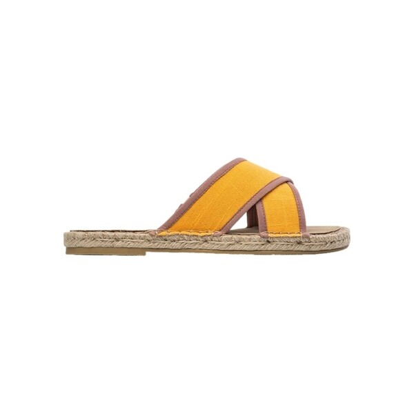  Paez  Płaskie Sandały  Paez  Sandálias Crossed W - Linen Saffron  