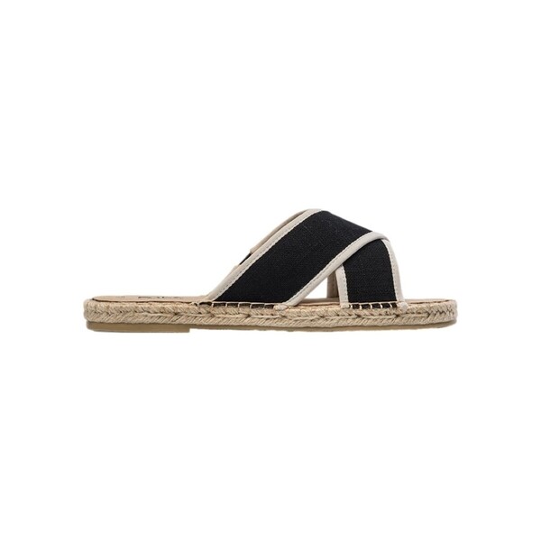  Paez  Płaskie Sandały  Paez  Sandals Crossed W - Linen Black  