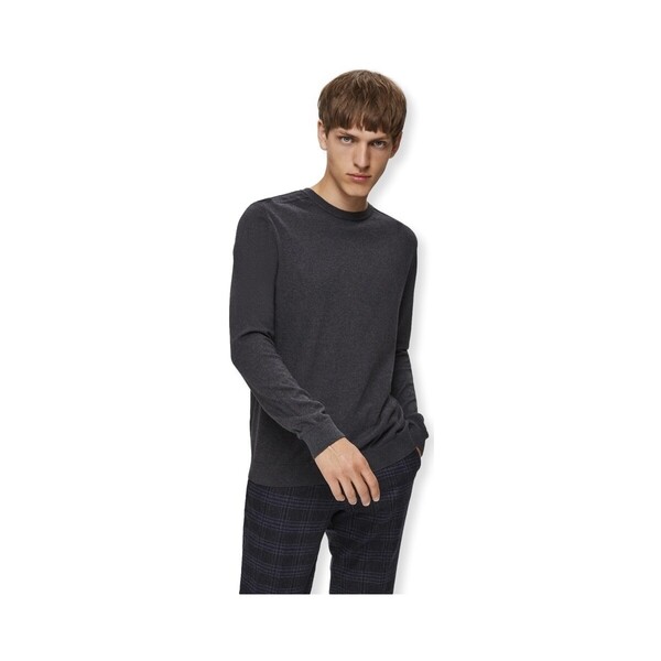  Selected  Swetry Selected  Noos Berg Crew Knit - Antracit Melange  