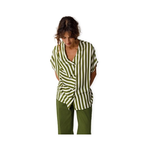  Skfk  Bluzki Skfk  Kaua Shirt - Stripes Green  
