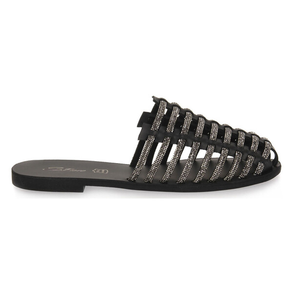  S.piero  Płaskie Sandały  S.piero  Black Leather Strass  