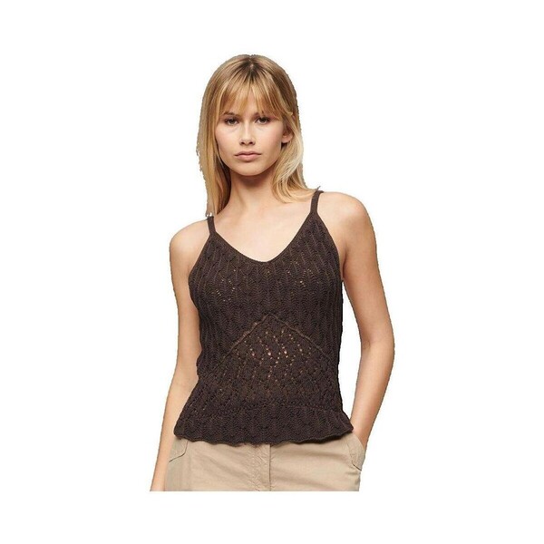  Superdry  Bluzki Superdry  Débardeur  En Crochet Sans Manches Marron  