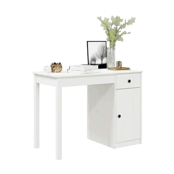  Vidaxl  Biurka Vidaxl  Bureau  Bois Massif De Pin Blanc 100x50x75 Cm  