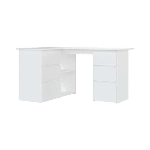  Vidaxl  Biurka Vidaxl  Bureau D'angle  Bois D'ingénierie Blanc 145x100x76 Cm  