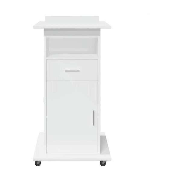  Vidaxl  Biurka Vidaxl  Pupitre  Bois D'ingénierie Blanc Avec Tiroir Et Roulettes  