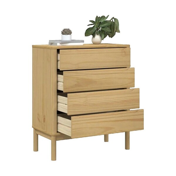  Vidaxl  Komody Vidaxl  Commode  Floro Cire Marron Bois De Pin Massif  