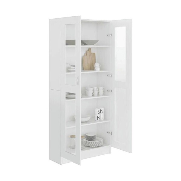  Vidaxl  Kredensy Vidaxl  Bibliothèque  Armoire à Vitrine Blanc 82,5x30,5x185,5 Cm  