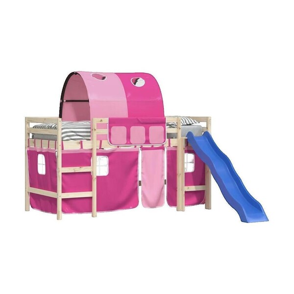  Vidaxl  Łóżka Dziecięce Vidaxl  Rideaux Pour Lit Mezzanine  Avec Tunnel Rose Polyester  