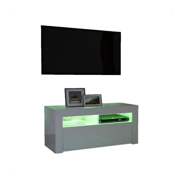  Vidaxl  Meble Tv Vidaxl  Meuble Tv  Avec Lumières Led Blanc Brillant 90x35x40 Cm  