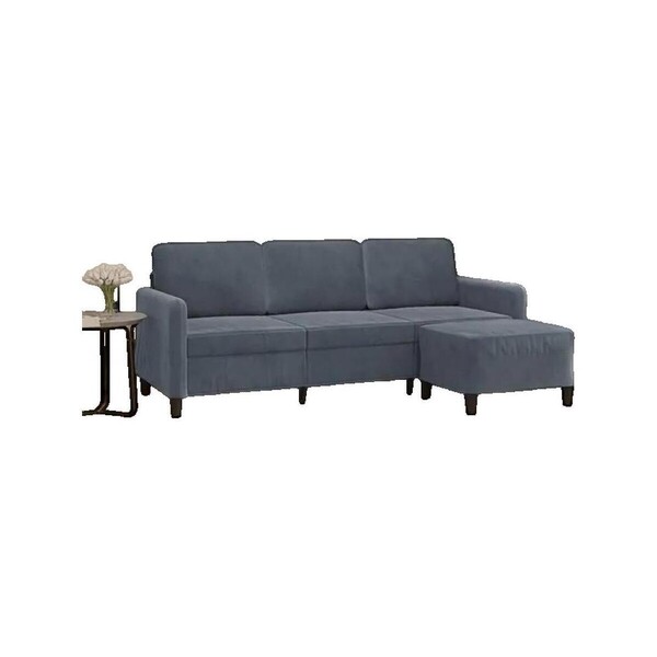  Vidaxl  Sofy Narożne Vidaxl  Canapé 3 Places  Avec Repose-pieds Velours Gris Foncé  