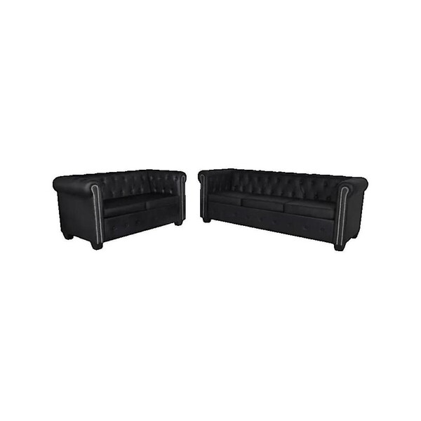  Vidaxl  Sofy 2-osobowe Vidaxl  Canapé  Chesterfield 2 Et 3 Places Noir  