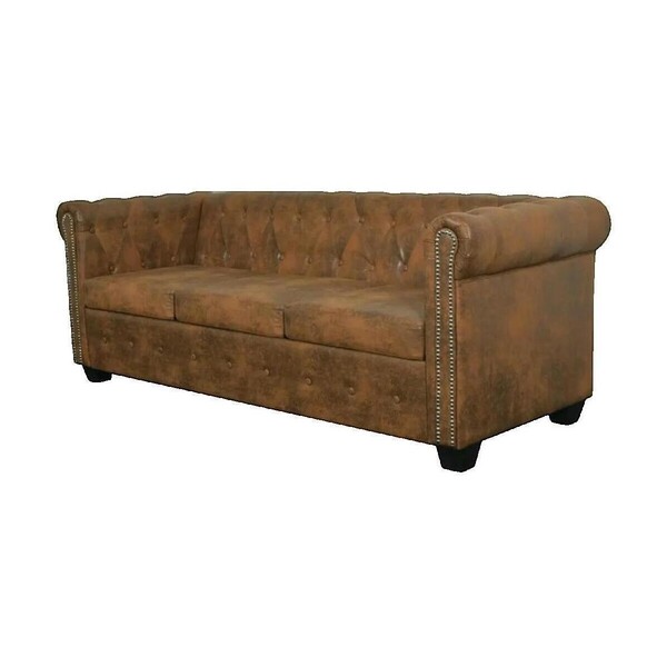  Vidaxl  Sofy 3-osobowe Vidaxl  Canapé 3 Places  Chesterfield Cuir Artificiel Marron  