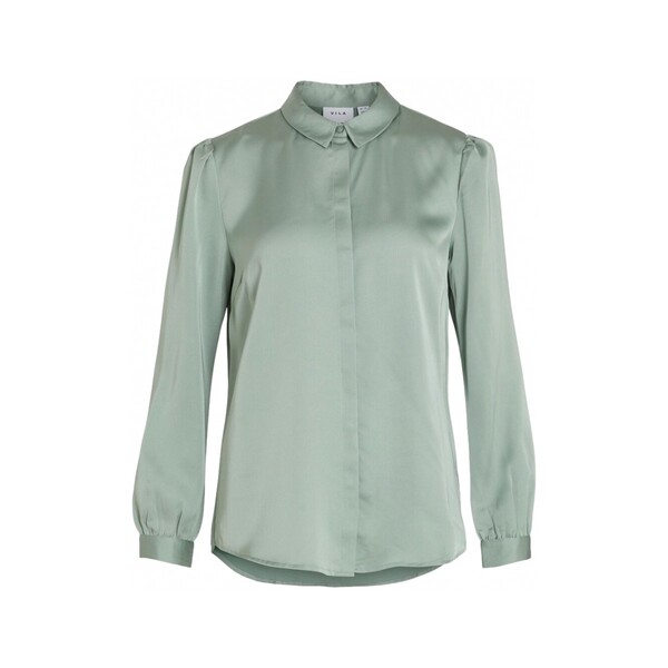  Vila  Bluzki Vila  Shirt Ellette Satin L/s - Green/milieu  