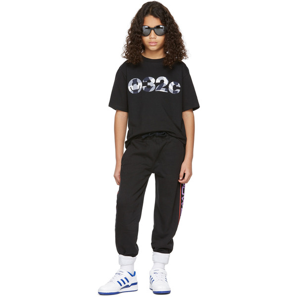  032c Ssense Exclusive Kids Black Smiley Logo T-shirt 