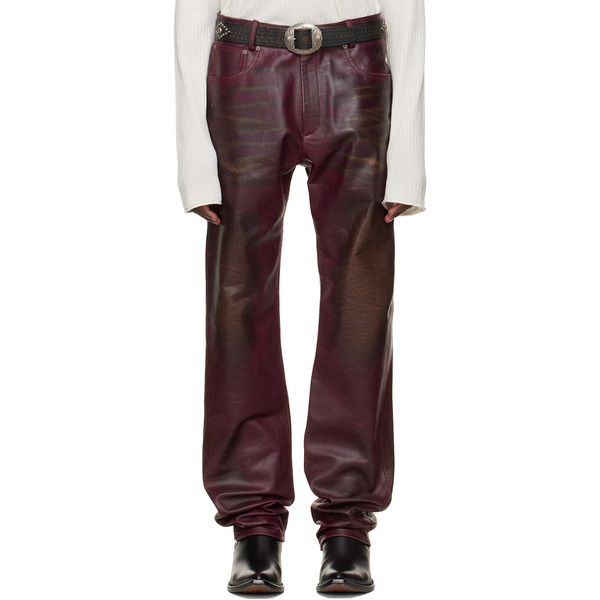  424 Burgundy Fivepocket Leather Pants 