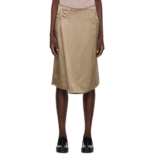  6397 Beige Wrap Midi Skirt 