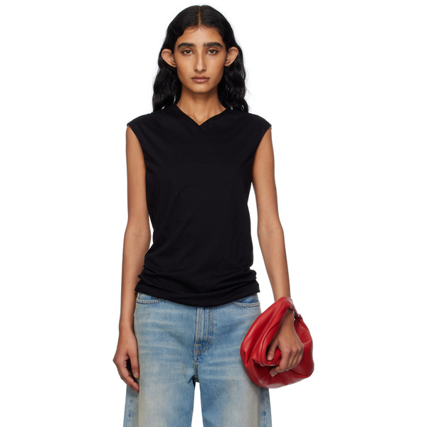  6397 Black High V Tank Top 