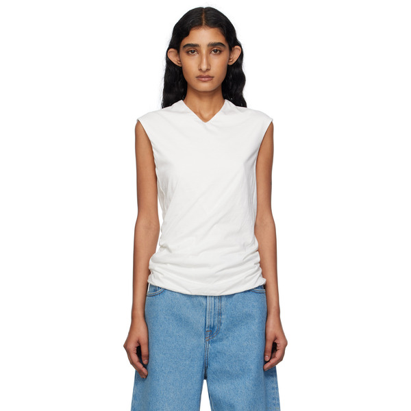  6397 White High V Tank Top 