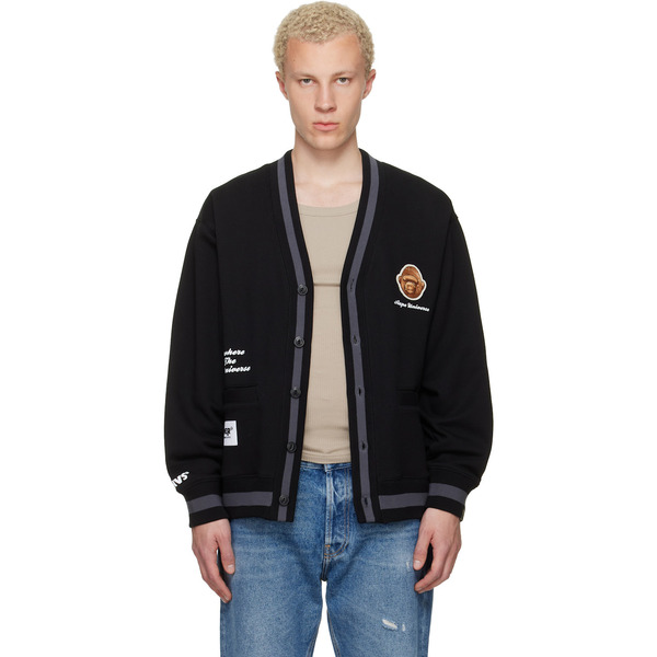  Aape By A Bathing Ape Black 'aaper' Button Down Cardigan 