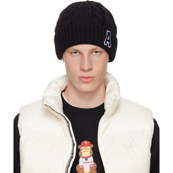  Aape By A Bathing Ape Black Logo Beanie 