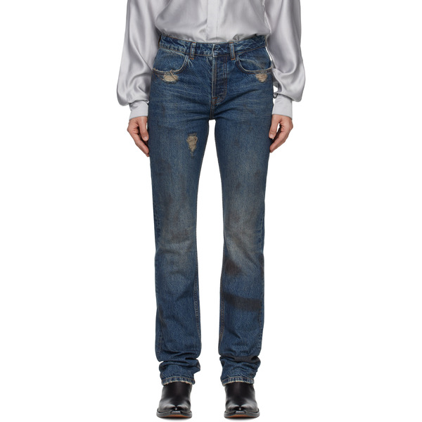 Aaron Esh Blue Washed Denim Jeans 