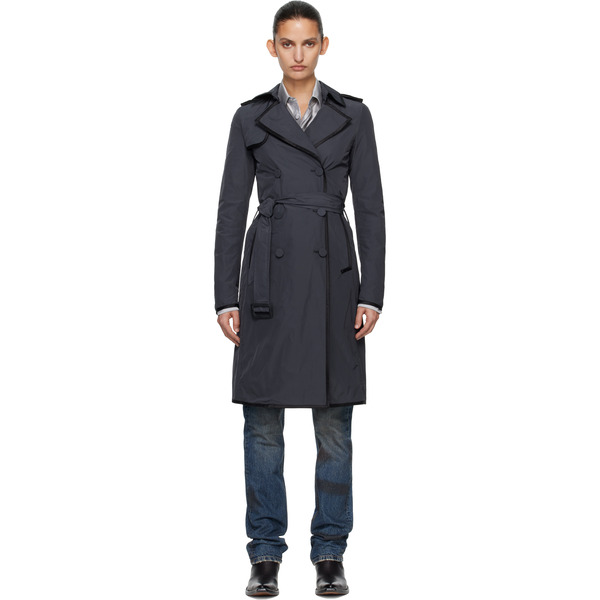  Aaron Esh Navy Nylon Trench Coat 