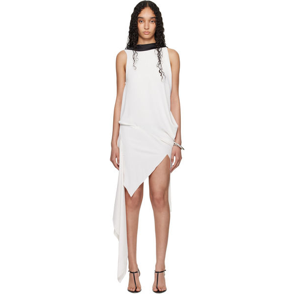  Aaron Esh Ssense Exclusive White Boat Neck Minidress 