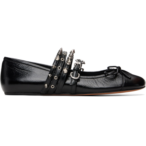  Abra Black Spike Ballerina Flats 
