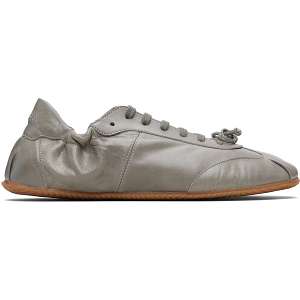 Abra Gray Leather Ballerina Sneakers 
