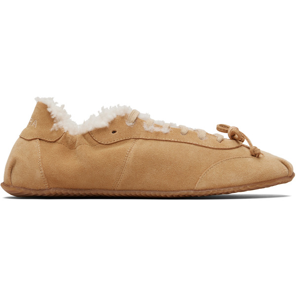  Abra Tan Shearling Ballerina Sneakers 
