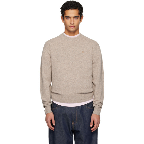  Acne Studios Beige Crewneck Yak Wool Sweater 