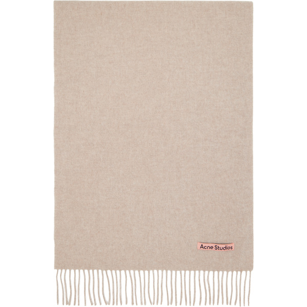  Acne Studios Beige Fringe Wool Narrow Scarf 