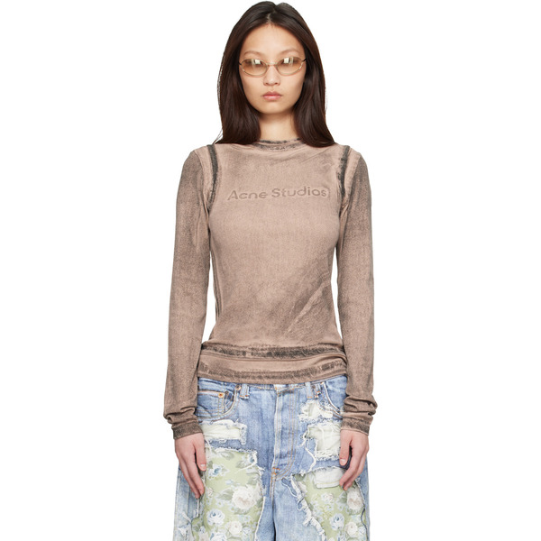  Acne Studios Beige Layered Printed T-shirt 
