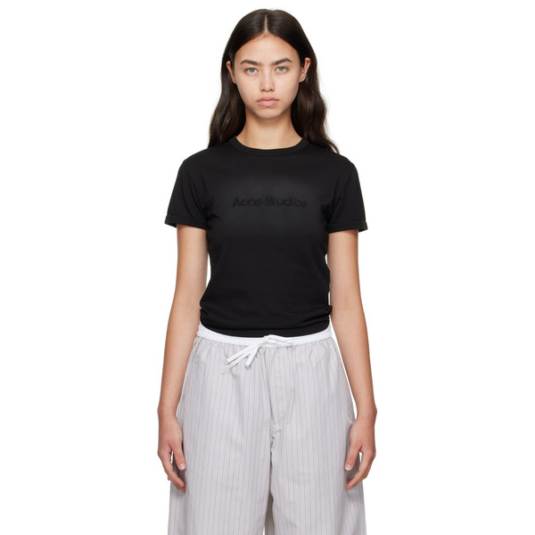  Acne Studios Black Fitted Fit Logo T-shirt 