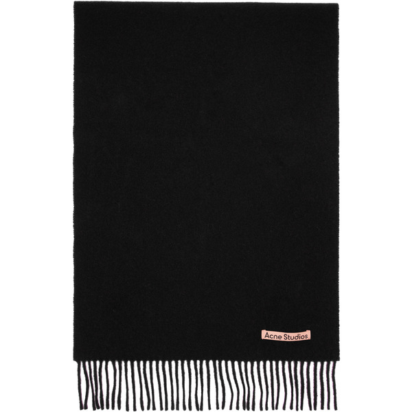  Acne Studios Black Fringe Wool Narrow Scarf 
