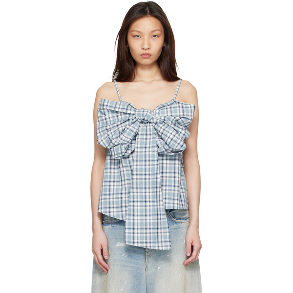  Acne Studios Blue Bow Check Top 