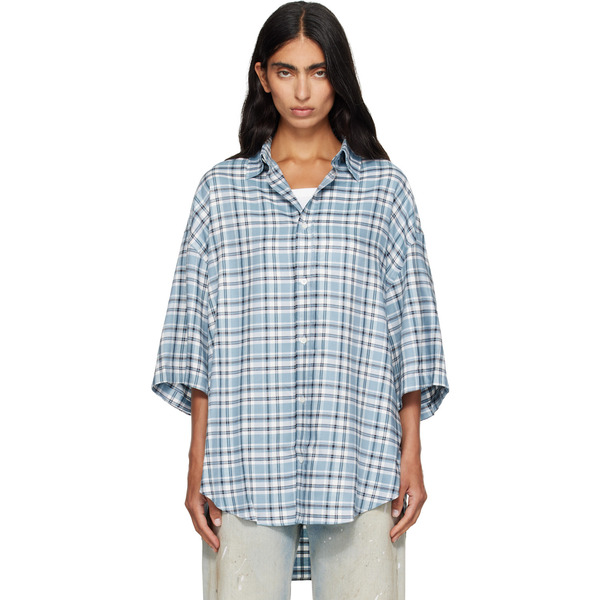  Acne Studios Blue Checked Flannel Shirt 