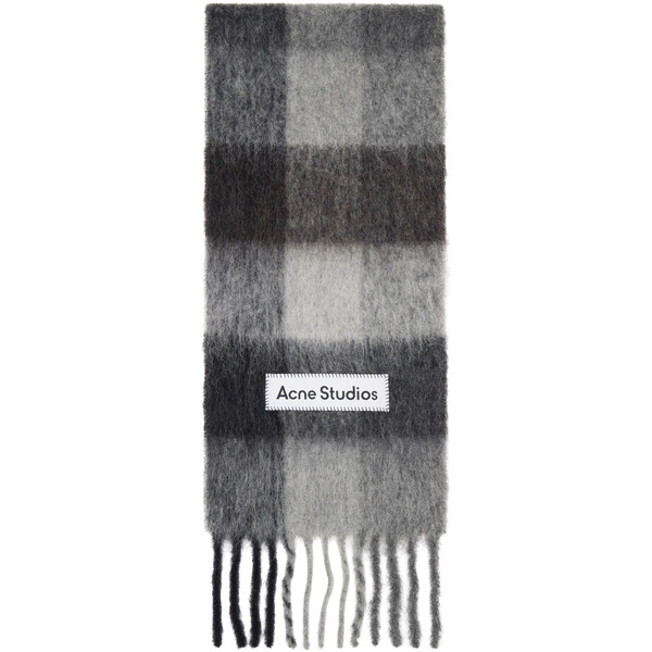  Acne Studios Blue & Gray Mohair Check Scarf 
