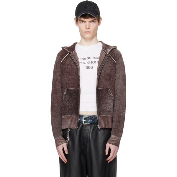  Acne Studios Burgundy Zipper Hoodie 
