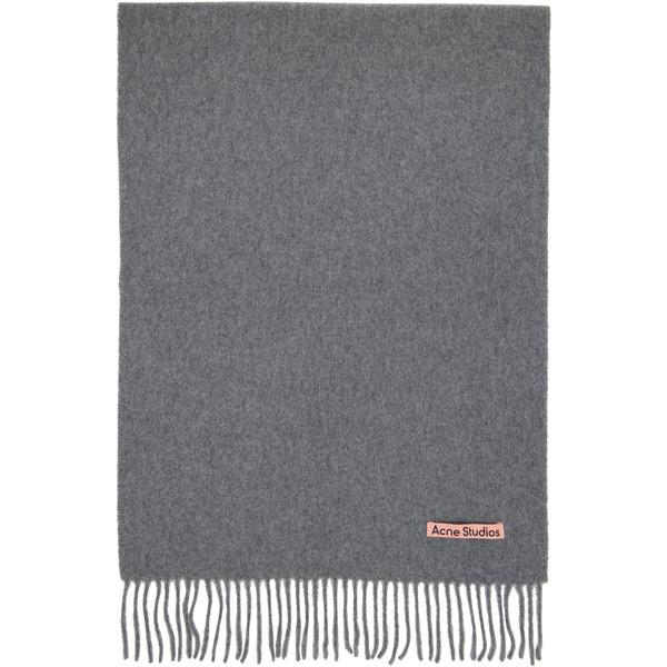  Acne Studios Gray Fringe Wool Narrow Scarf 
