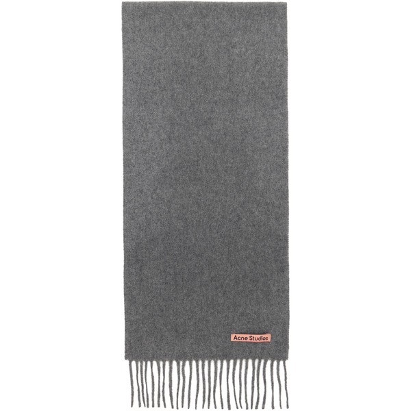  Acne Studios Gray Fringe Wool Skinny Scarf 