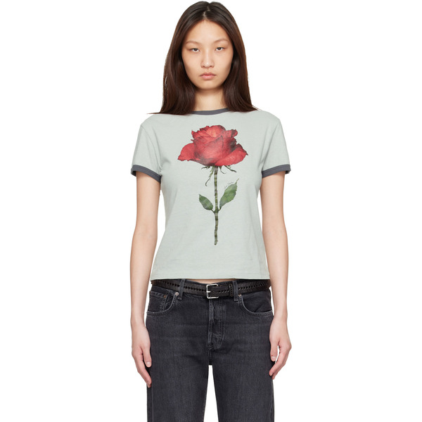  Acne Studios Gray Graphic Rose T-shirt 
