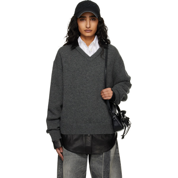  Acne Studios Gray Layered Wool Knit Sweater 