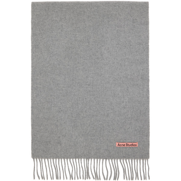 Acne Studios Gray Narrow Fringe Wool Scarf 