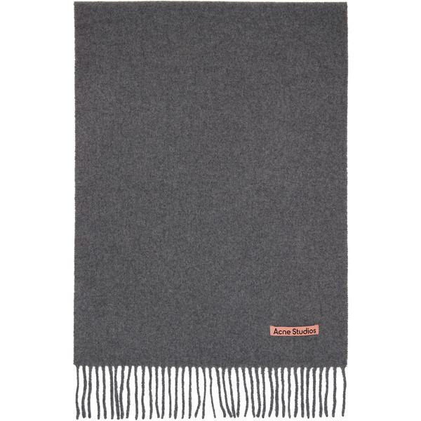  Acne Studios Gray Narrow Fringe Wool Scarf 