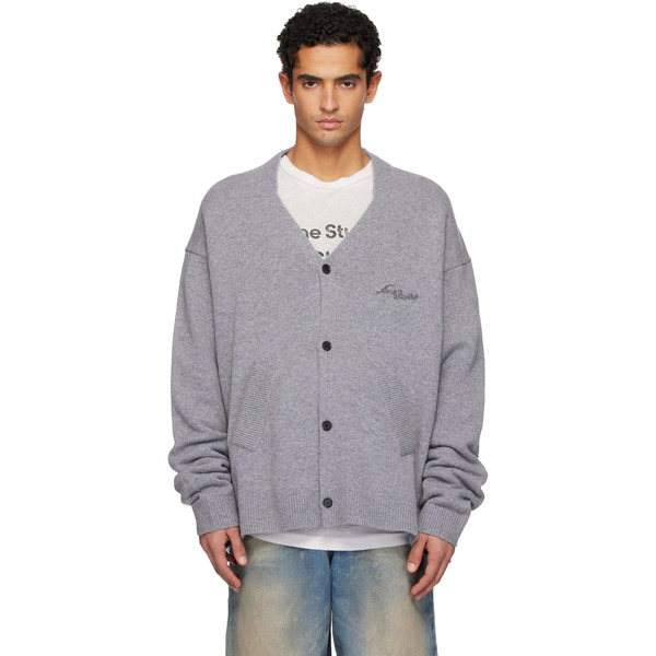 Acne Studios Gray Wool V-neck Cardigan 