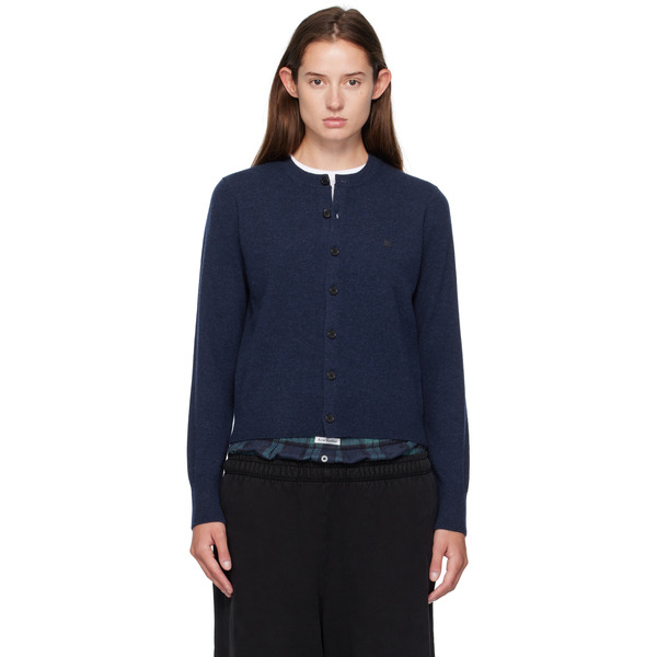  Acne Studios Navy Fitted Yak Wool Cardigan 