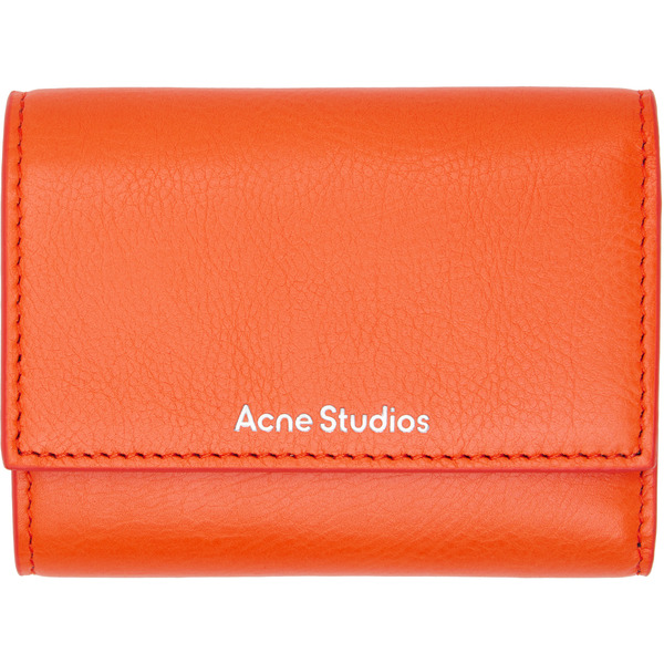  Acne Studios Orange Trifold Leather Wallet 