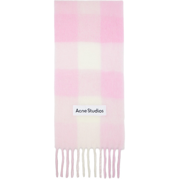  Acne Studios Pink Mohair Checked Scarf 